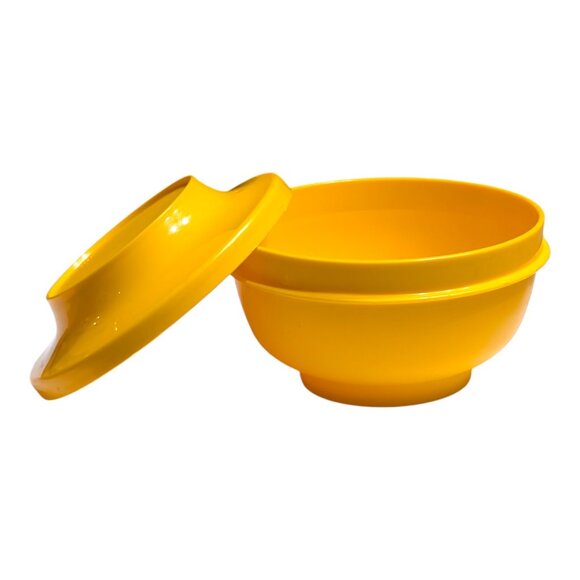 VTG Yellow TUPPERWARE Seal N Serve Bowl #1436 w/ Lid 1437-18 Container USA - Picture 2 of 6